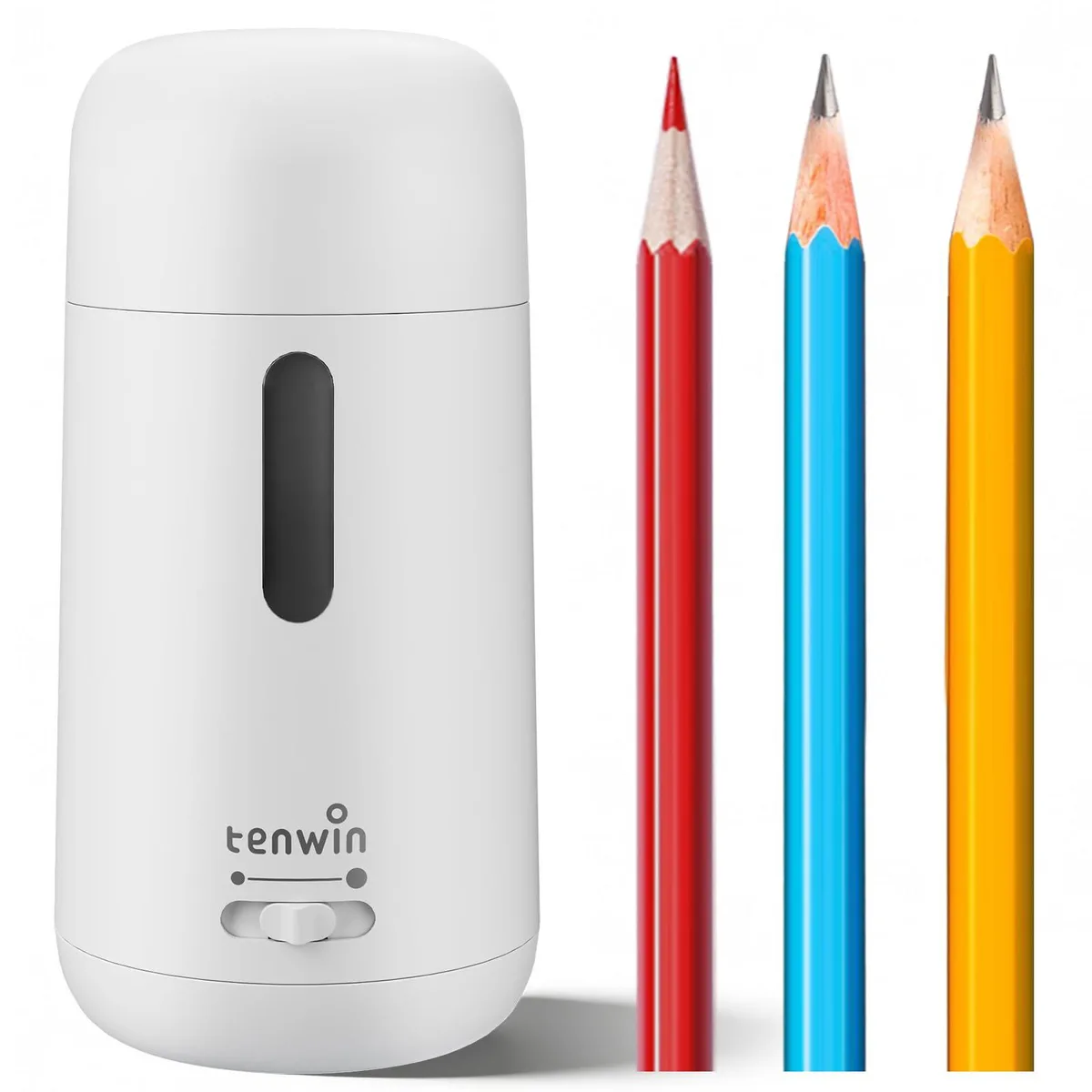 White compact electric pencil sharpener with Type-C port