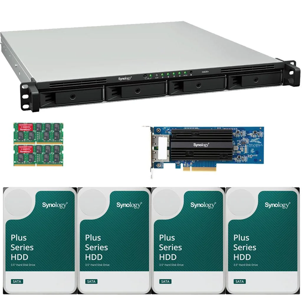 Synology Inc. Synology RS826+ AMD Ryzen V1500B 4-Bay Rackmount NAS 32GB DDR4 25GbE 80TB (4 x 20TB) — product photo
