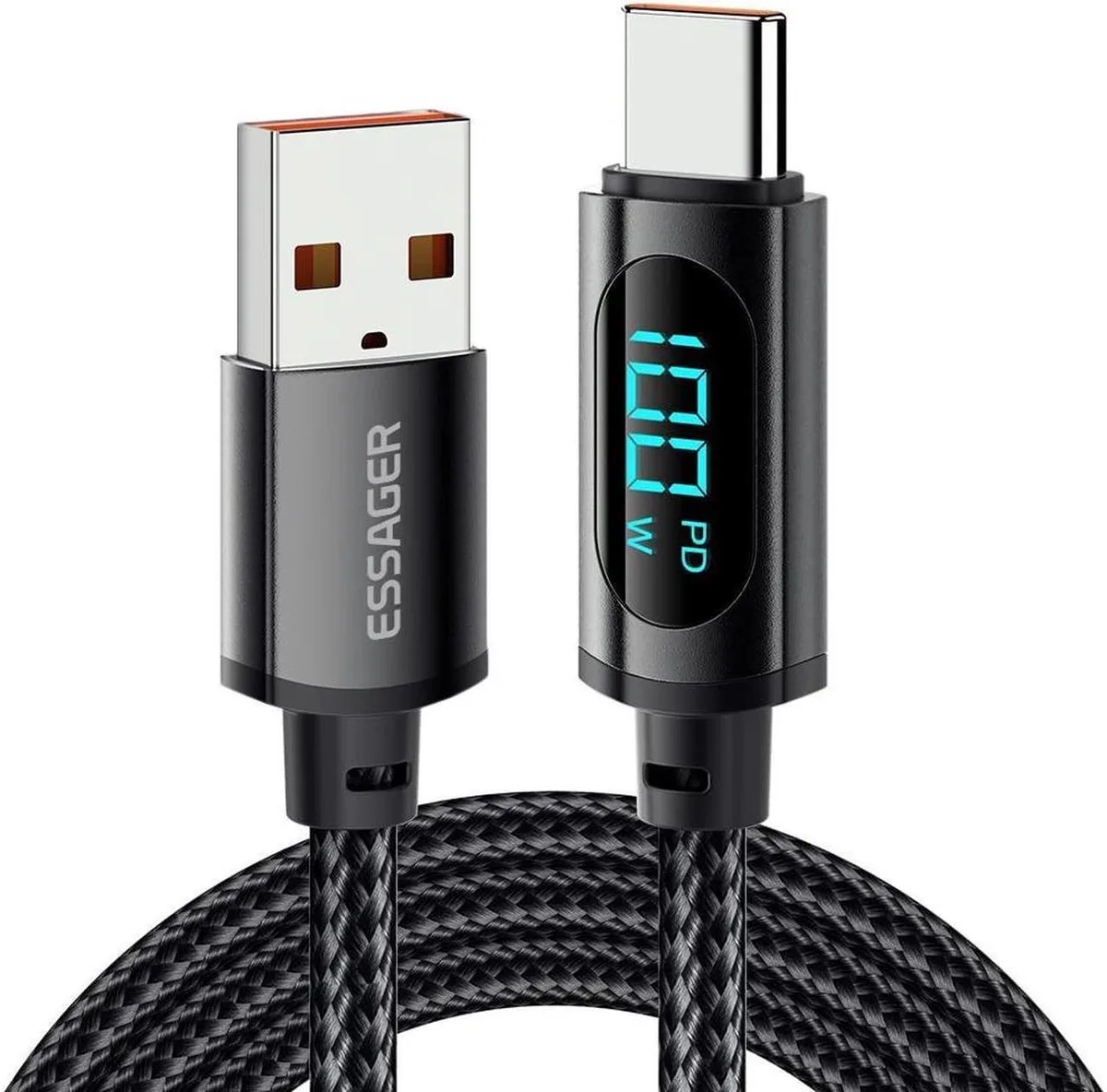SMUGDESK SMUGDESK USB A to USB C Cable 100W 6.6ft LED Display — product photo