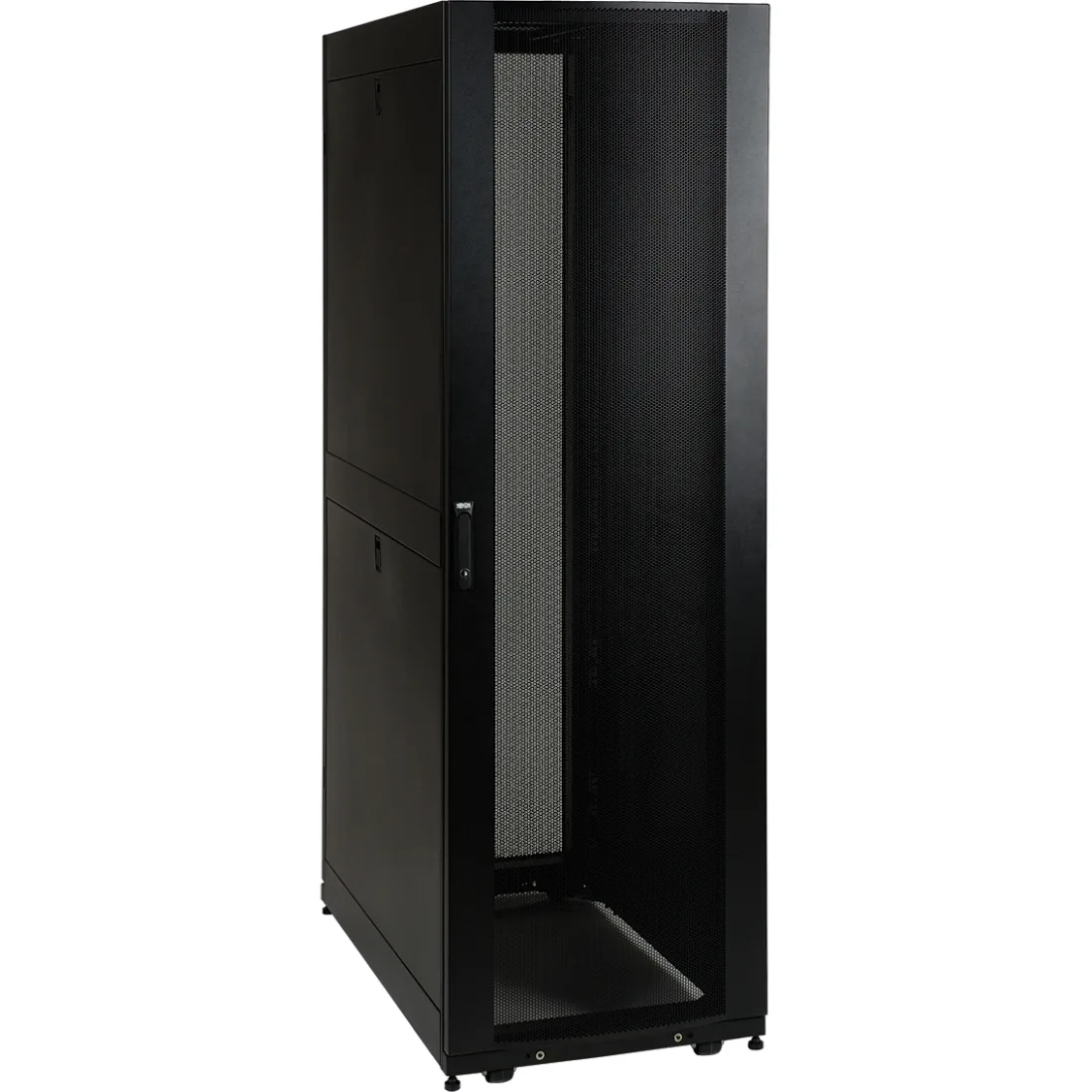 Large 45U wall-mount server cabinet, 19-inch rack, shallow depth, locking front and rear doors, removable side panels
