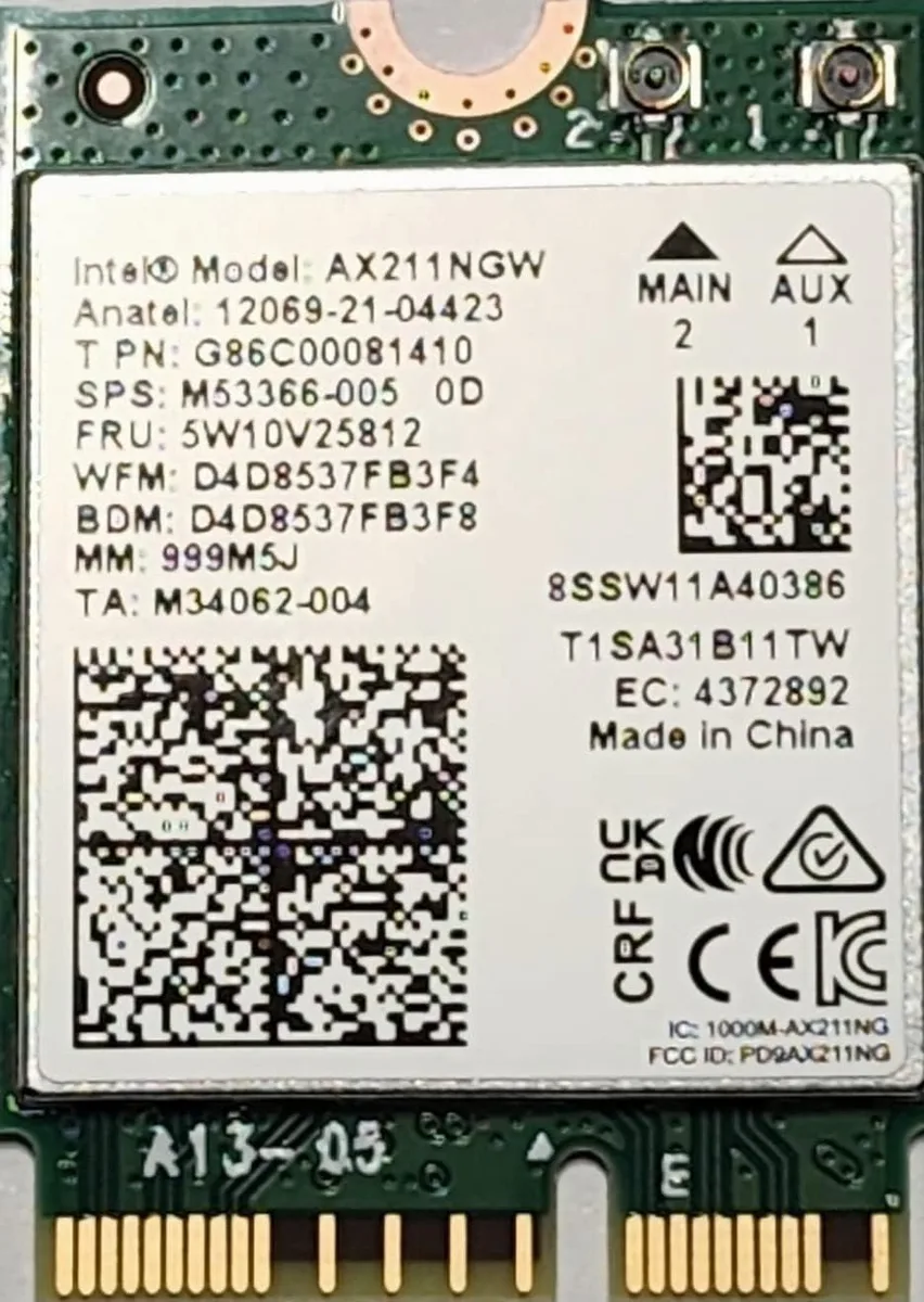 Intel Intel AX211 Wi-Fi 6E adapter — product photo