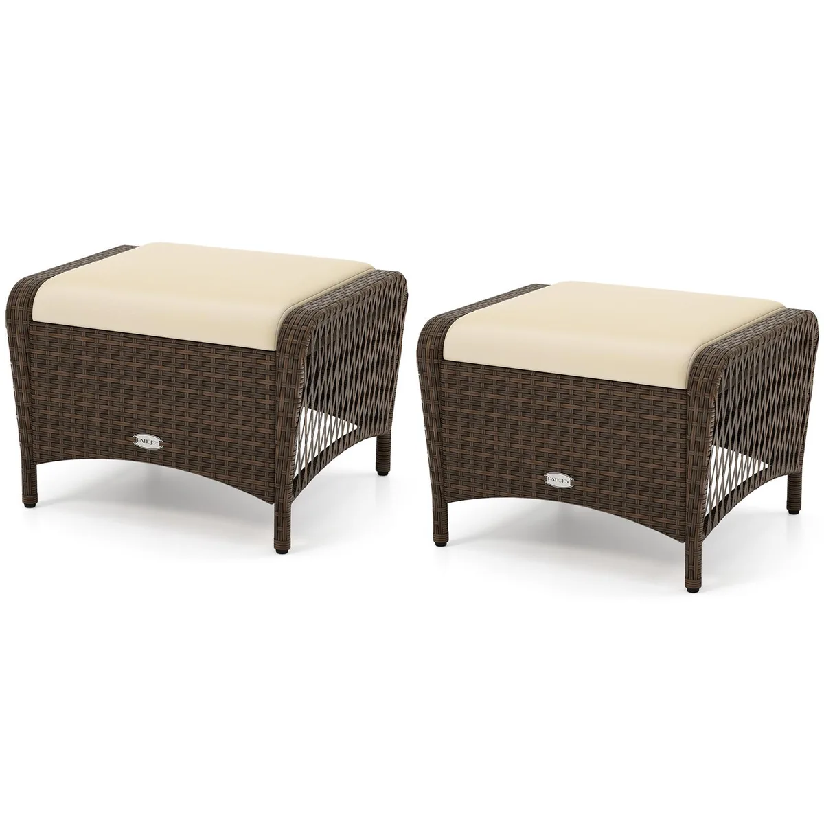 SlickBlue SlickBlue 2-Pack PE Wicker Ottomans Beige 18x23x15.5in 400lb — product photo