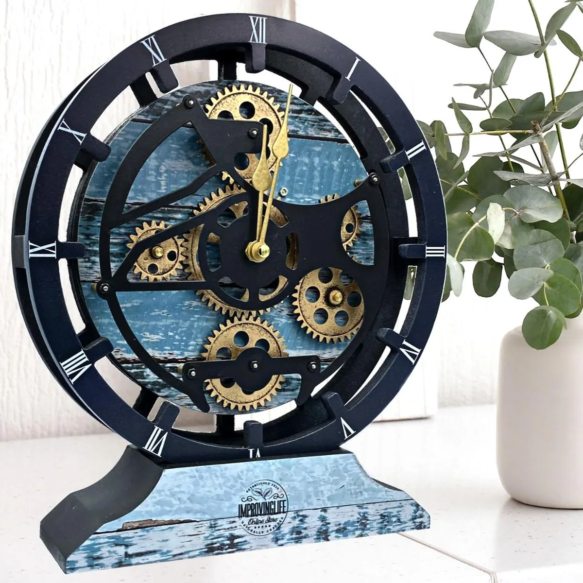 The Gears Clock The Gears Clock CABADA LINE 10 Inch Aqua Green Clock — product photo