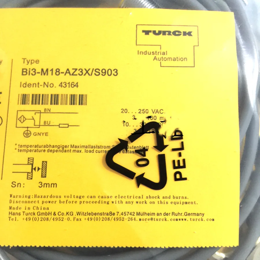 Turck Turck BI3-M18-AZ3X/S903 1302100 inductive sensor M18 3mm 20-250VAC 10-300VDC — product photo
