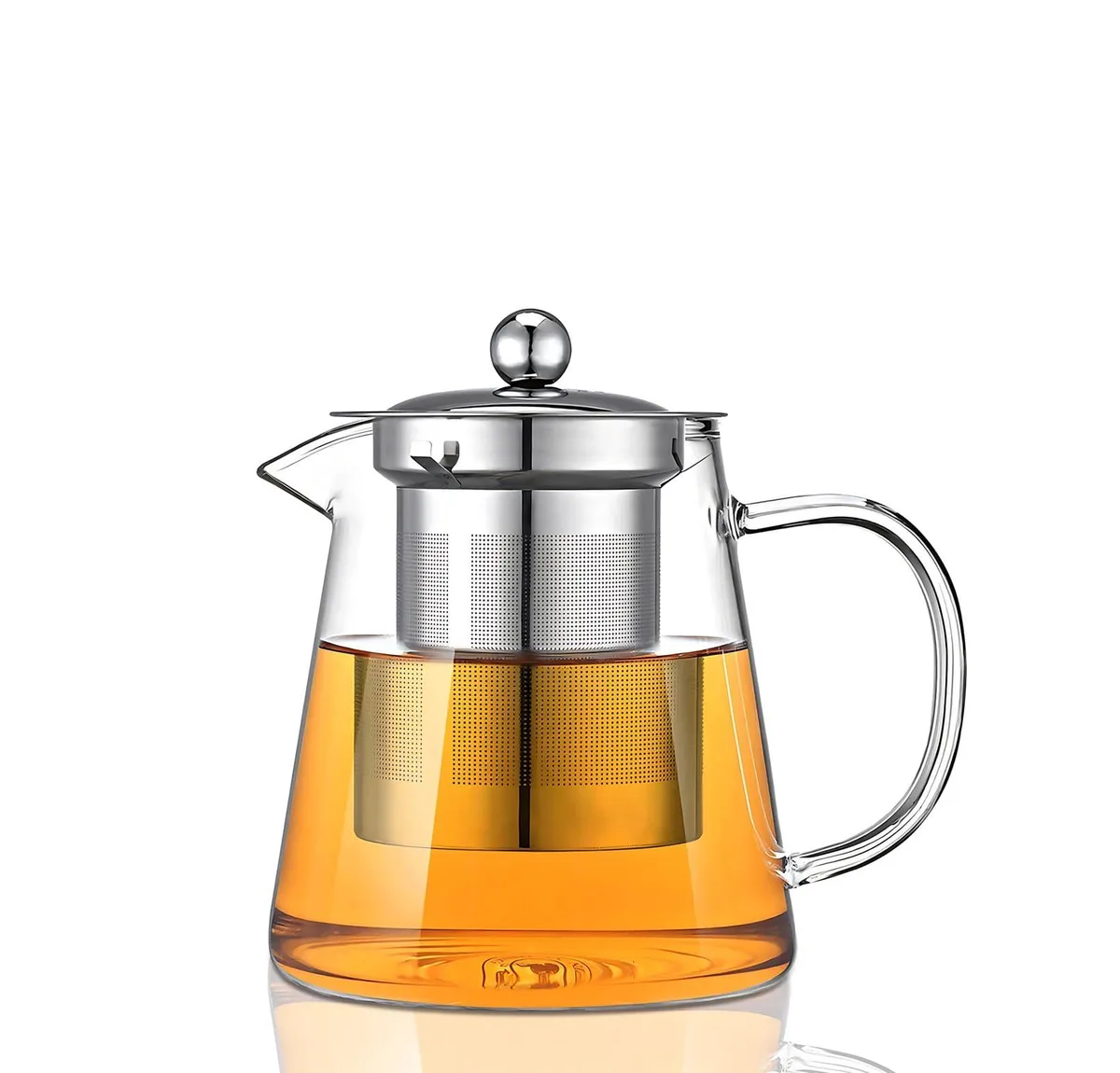 Clear borosilicate glass teapot with stainless steel infuser and lid, 550 ml capacity