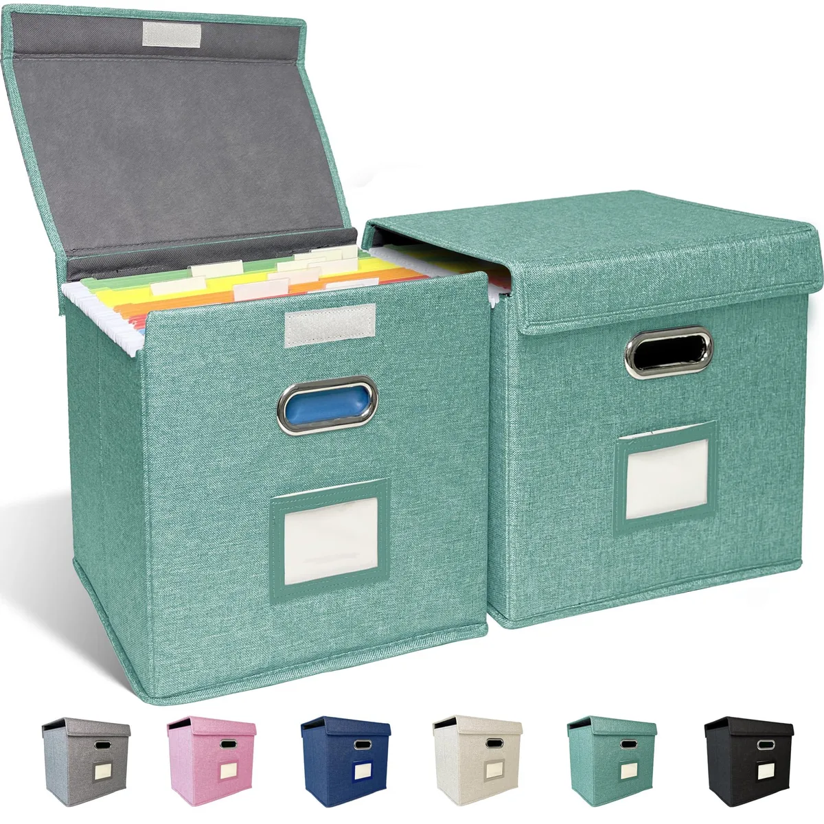  Samsill ComfortKeeper 2 Pack Letter Size Storage Box Green 12.4 x 8 x 11.3 inch — product photo