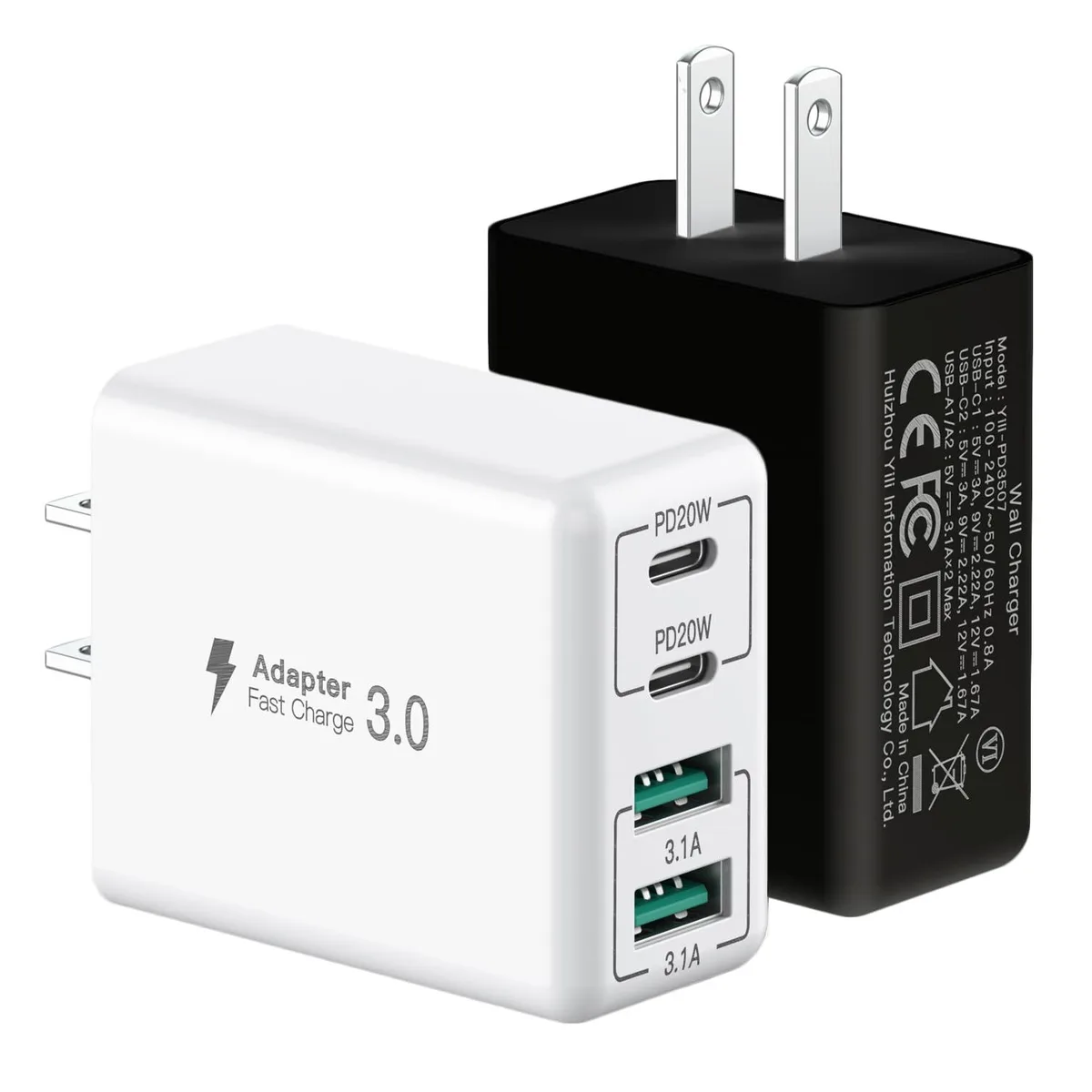  sccvee Yili-PD3507 40W 4-Port USB Charger 2 Pack — product photo