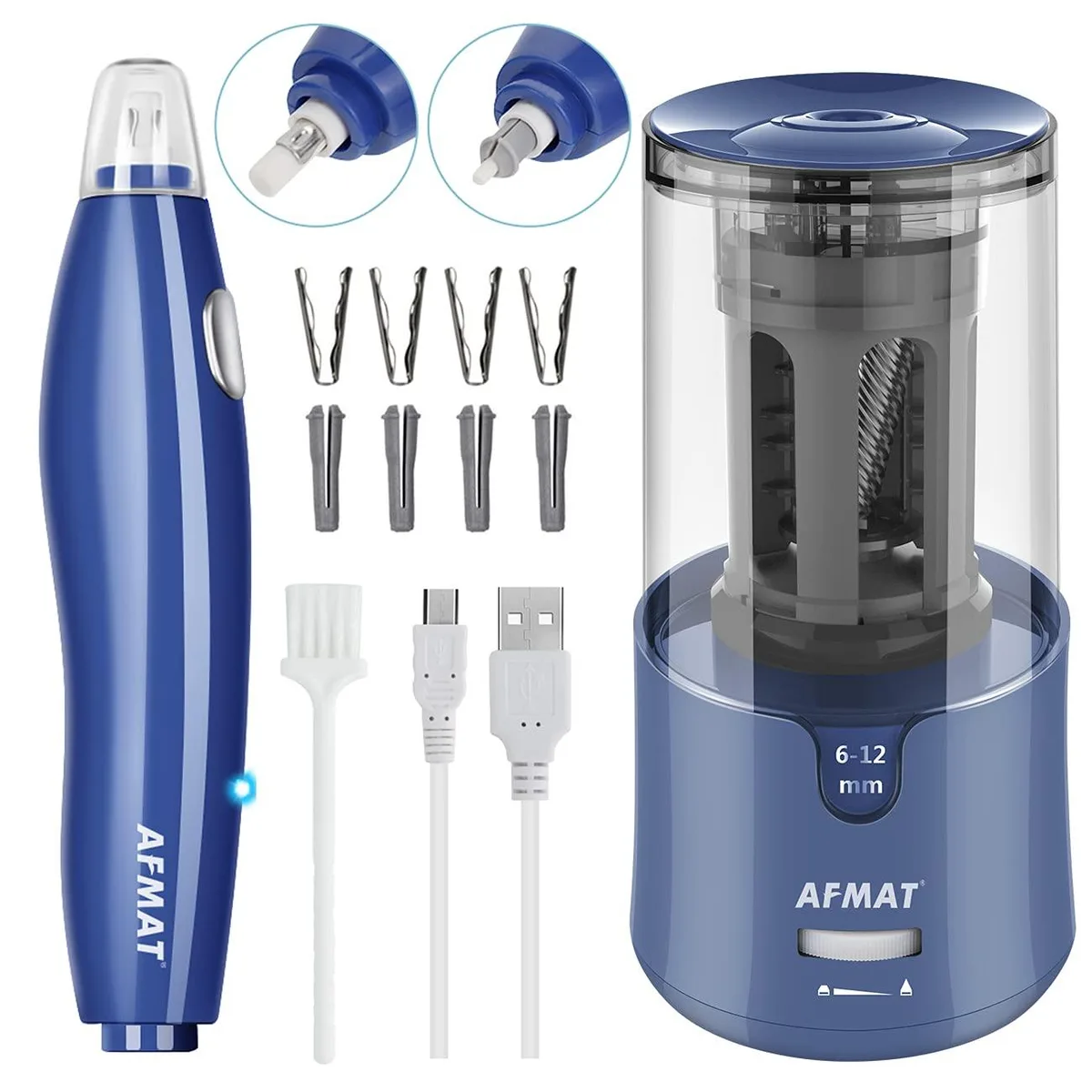 AFMAT electric sharpener and rechargeable eraser kit with 140 refills