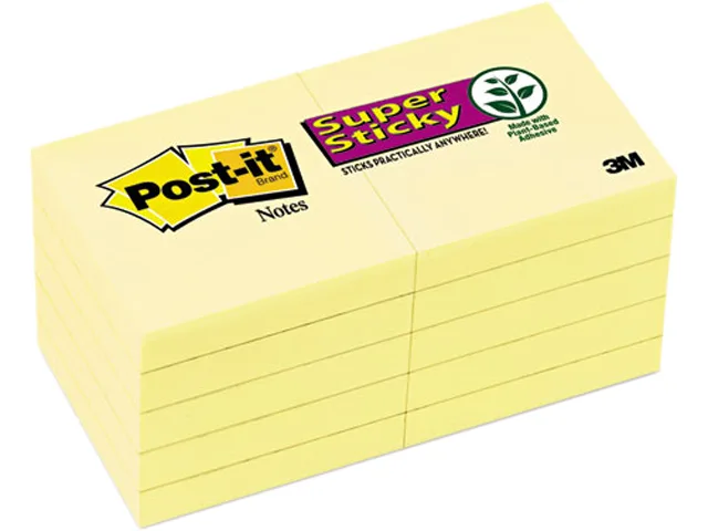 Post-it Post-it 622-10SSCY Super Sticky Notes 2x2 Canary Yellow 10 pads 90 sheets — product photo