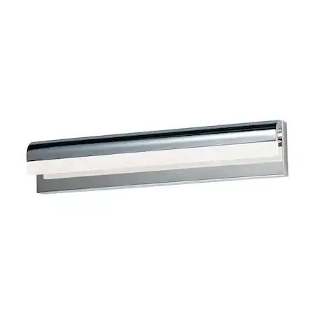 Polished chrome aluminum frame cascading down with frosted acrylic diffuser 24 inches wide