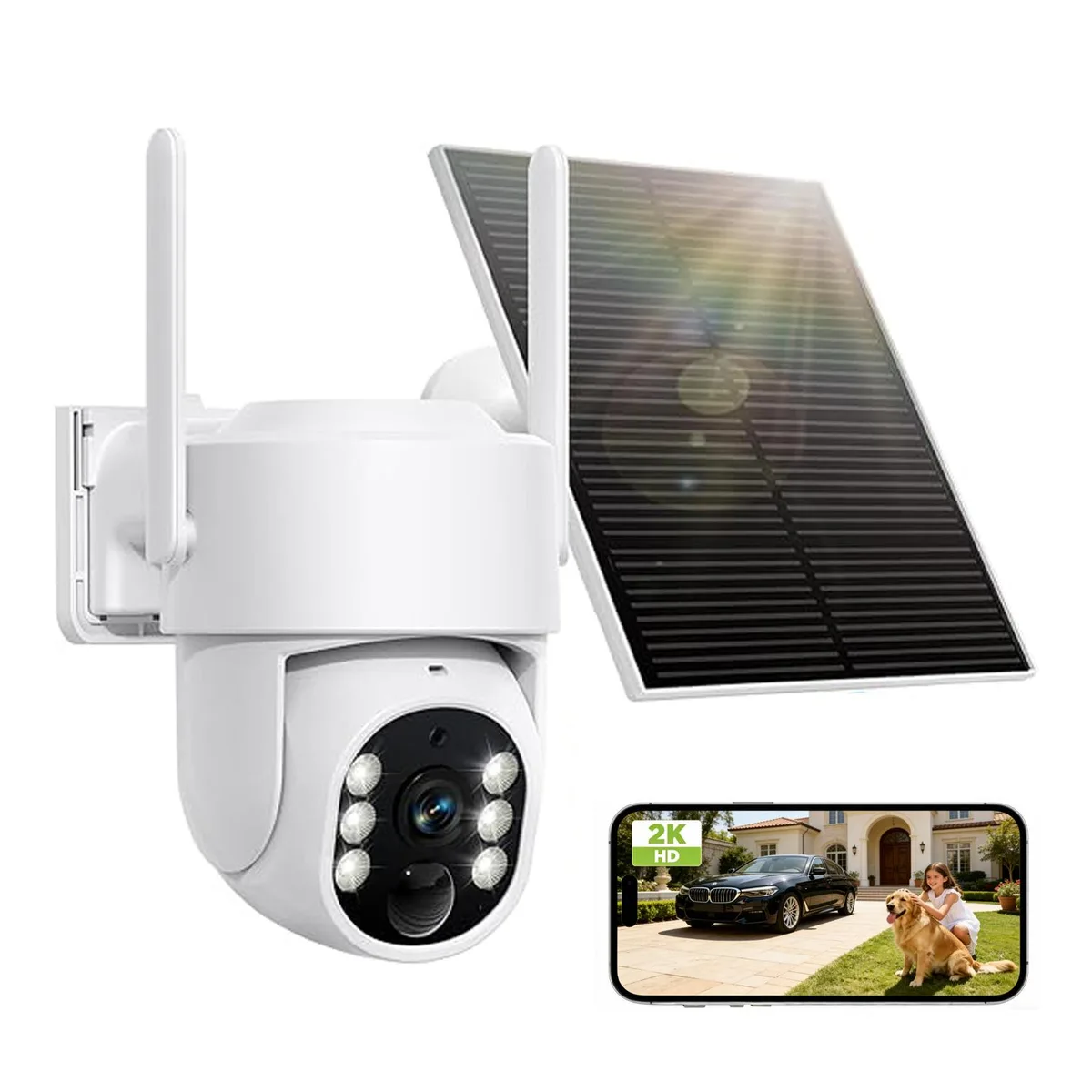 Picturesky Picturesky 8 MP Dual-Lens PTZ Solar Battery Camera 360° 170° 98ft 8000mAh 2.3lb — product photo