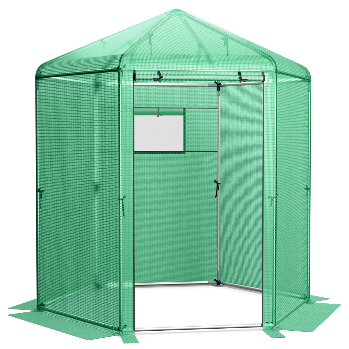 SlickBlue SlickBlue Walk-In Hexagonal Greenhouse 85x72x90 PE Cover Metal Frame — product photo