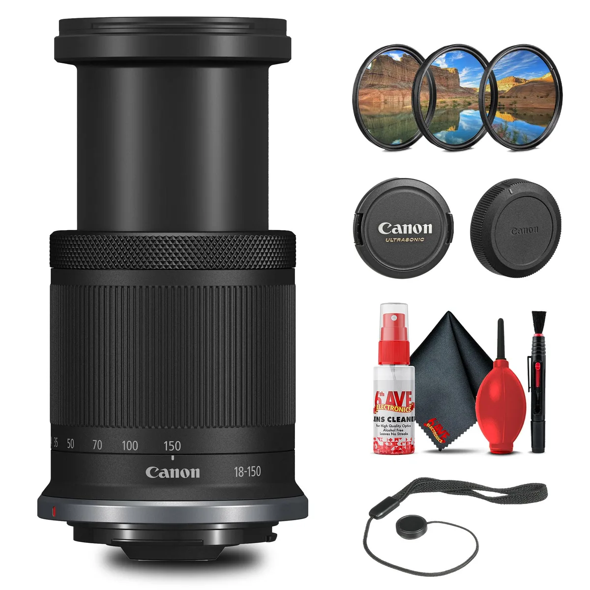Canon Canon RF-S 18-150mm f/3.5-6.3 IS STM Lens with Filter, Cleaning Kit, Cap Keeper — product photo
