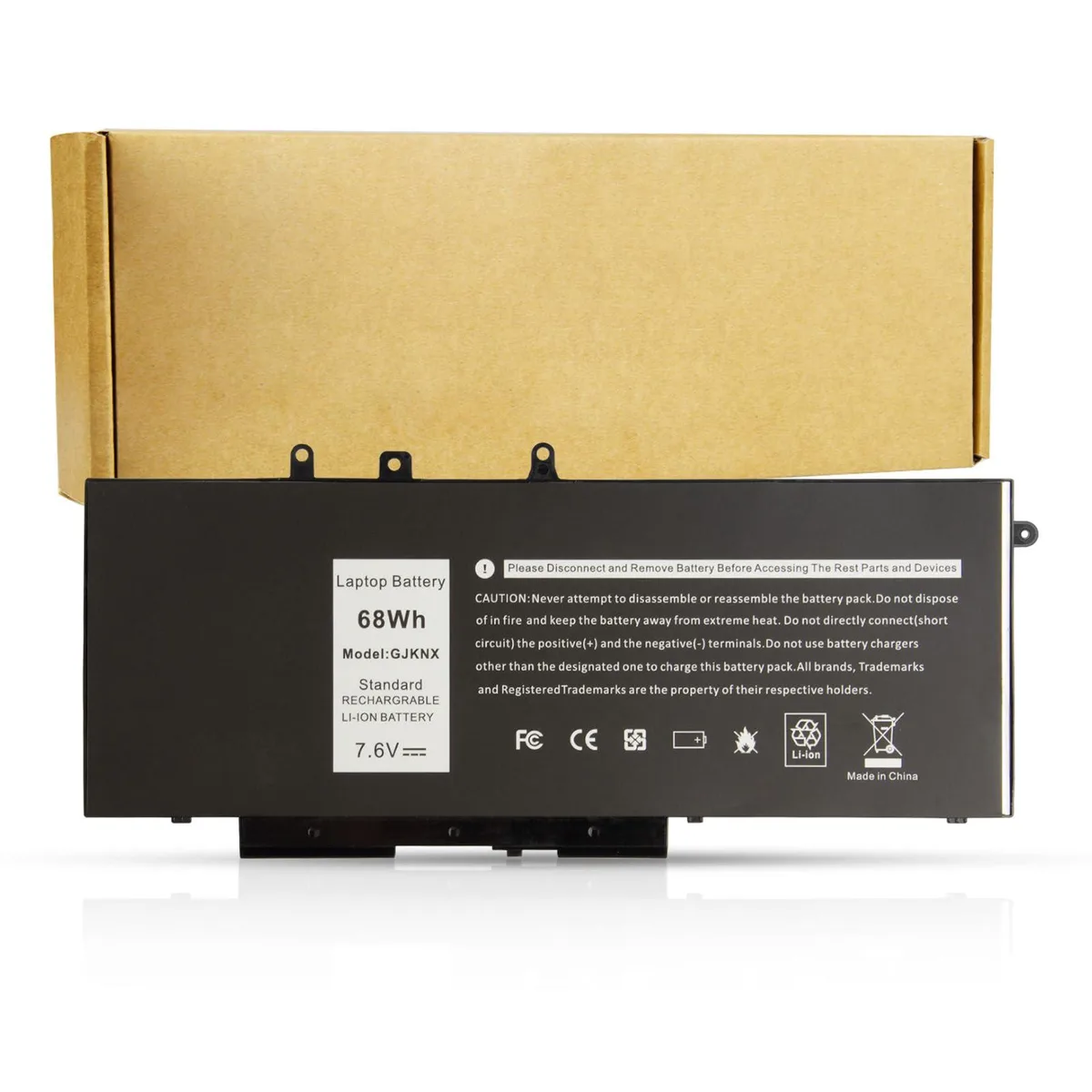 Black rectangular Dell laptop battery, 450 grams