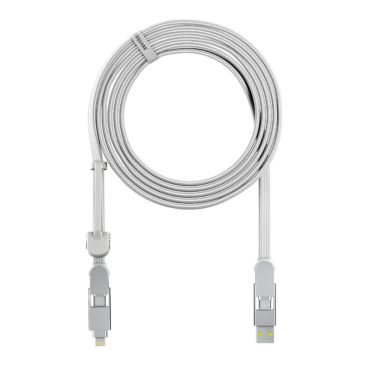 PISKEKAT PISKEKAT 6-in-1 Multi Charging Cable 100W 10ft Glacier White — product photo