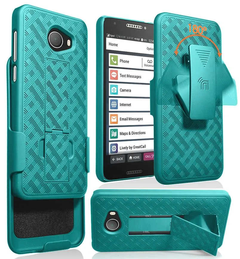 Nakedcellphone Nakedcellphone Kickstand Case + Belt Clip Holster Combo Teal for Jitterbug Smart2 5049SJBS2 — product photo