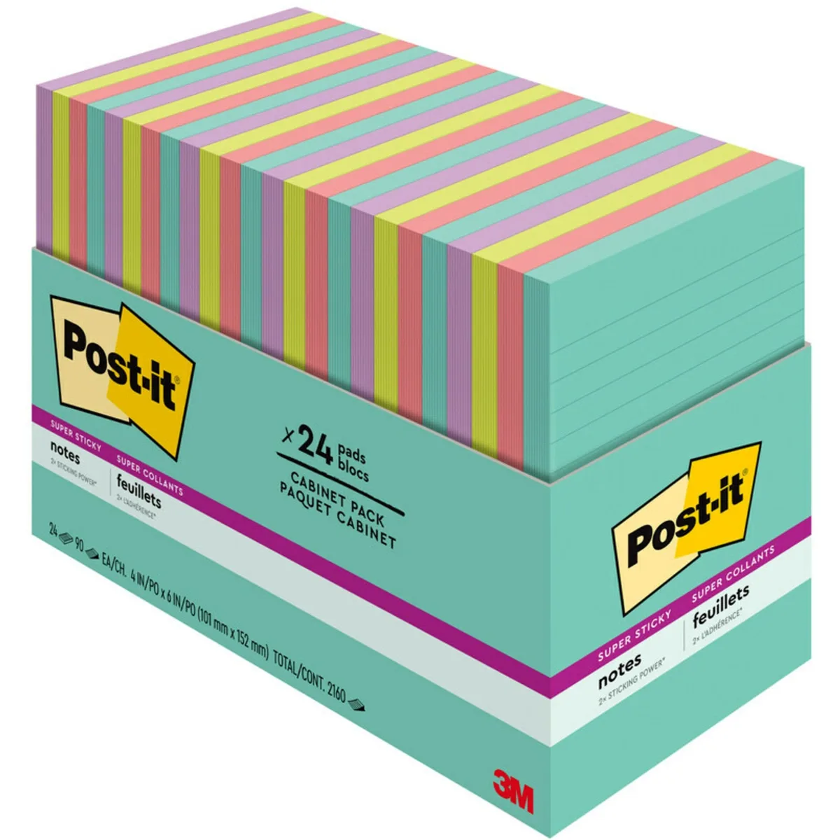 3M 3M 66024SSMIACP Super Sticky Notes 4" x 6" 45 Sheets 24 Pack — product photo