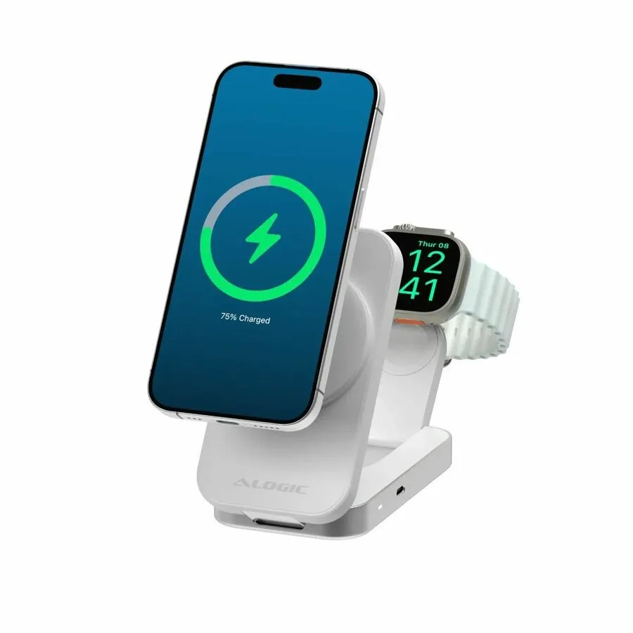 ALOGIC ALOGIC AL21WCFL-WH 2-in-1 Qi2 Wireless Charging Stand White — product photo