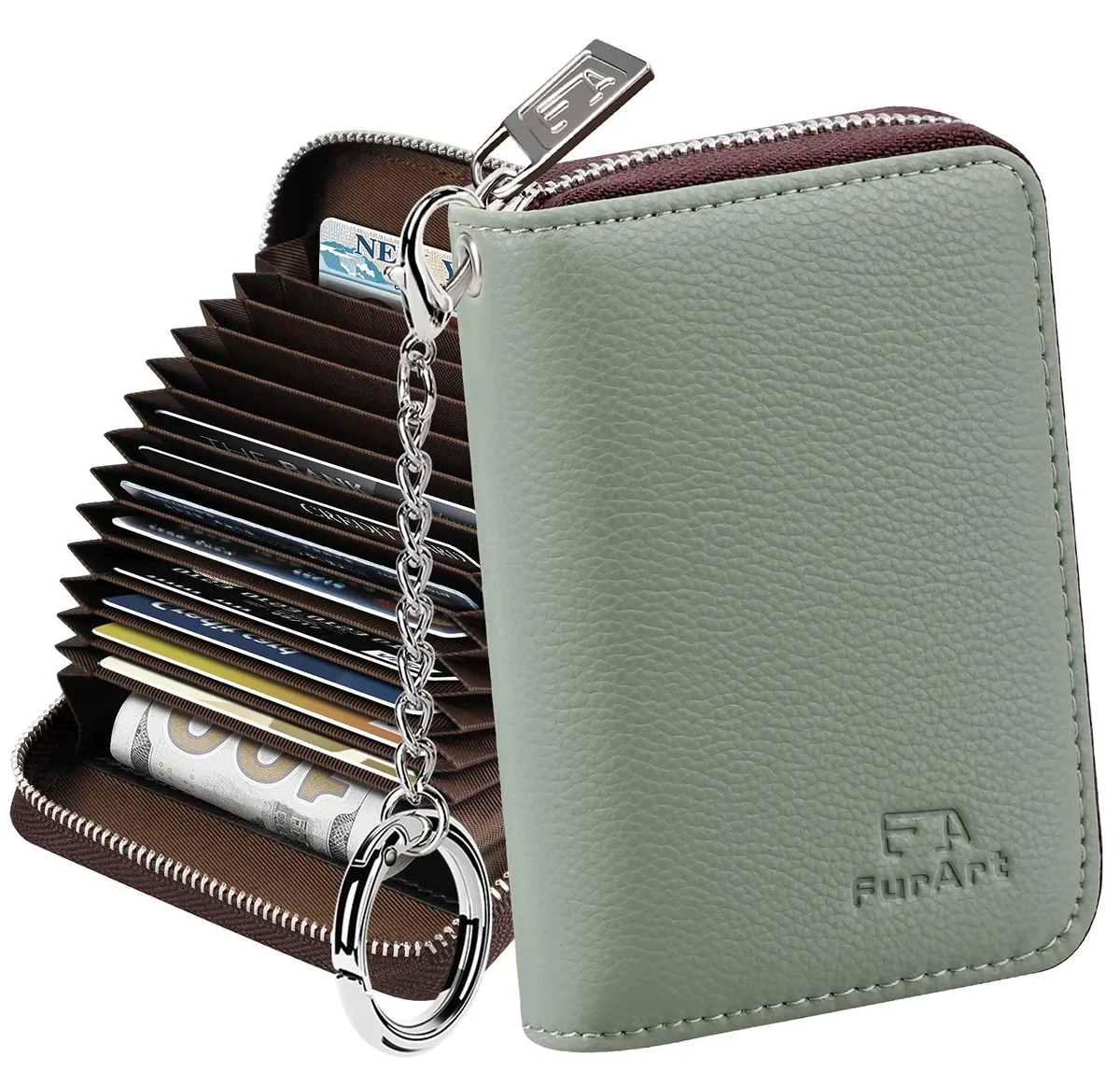  FurArt Wallet Spearmint 16 Card Slots RFID ID Window Keychain — product photo
