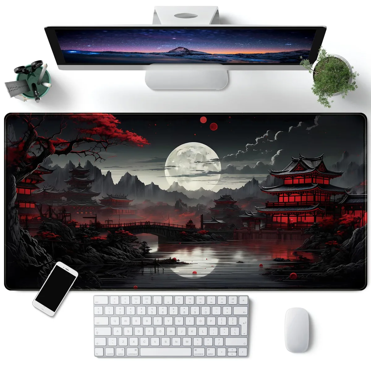  CYZFF SBD-40X80CM Desk Mat 15.7 x 31.5 in Black Red — product photo