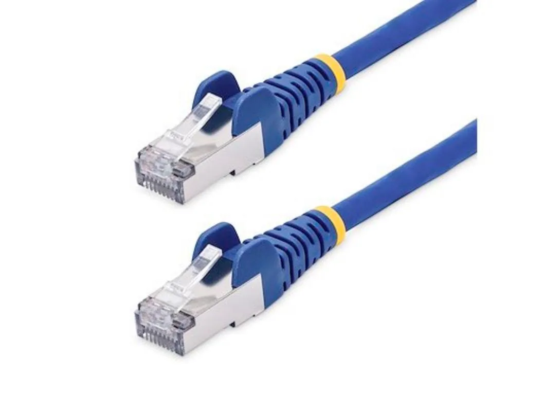 Short blue Cat8 patch cable with snagless RJ45 connectors