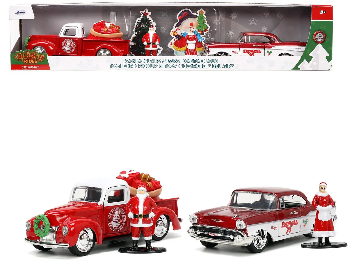 Jada Jada 1941 Ford Truck &amp; 1957 Chevrolet Bel Air 1/32 Diecast Holiday Rides Set — product photo
