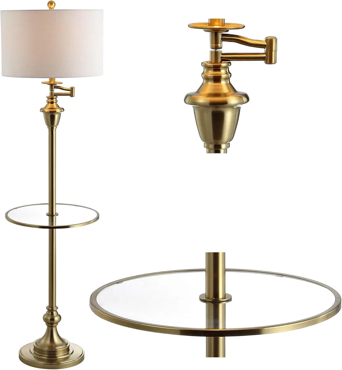 TUKO TUKO JYL3055A Cora 60" Metal/Glass LED Side Table Floor Lamp Brass — product photo
