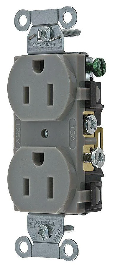 Hubbell Incorporated Hubbell Incorporated CR15GRY 15 A 125V AC duplex receptacle, Gray — product photo