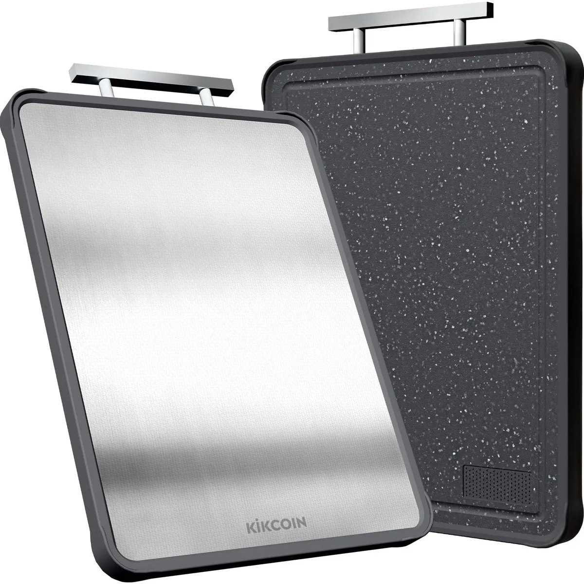  Kikcoin 17"×11" 304 Stainless Steel Double Sided Cutting Board, Black — product photo