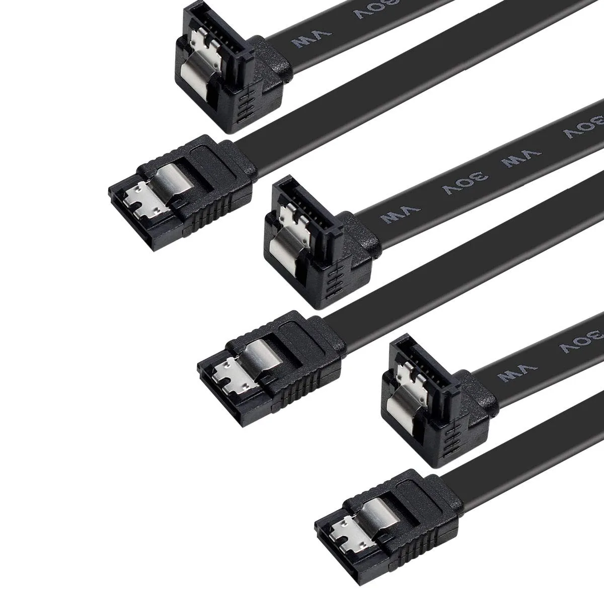 YOUHUA YOUHUA SATA III cable 3-pack 6 Gbps 90° right-angle locking 18 inch — product photo