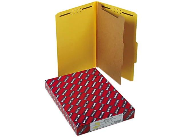 Smead Smead 18734 Pressboard Classification File Folder Legal Four-Section Yellow 10/Box — product photo
