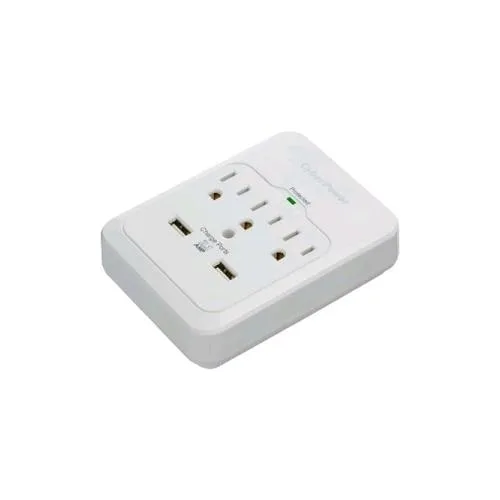 CyberPower CyberPower CSP300WUR1 surge protector 600 J 3 outlets 2.1 A USB wall tap — product photo