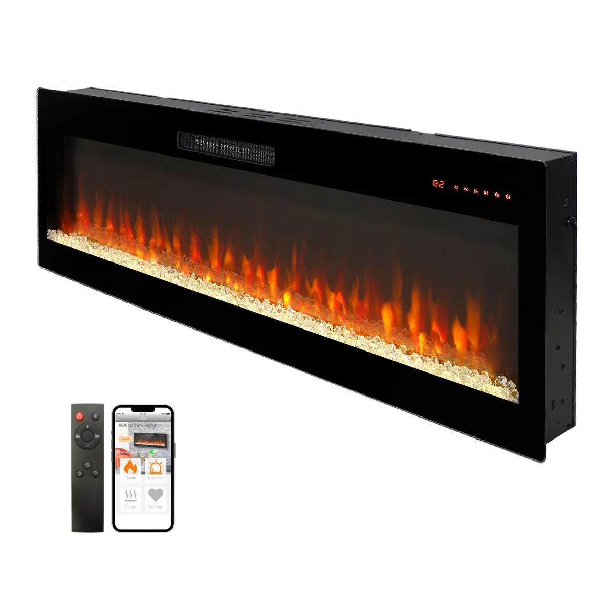 tuphen tuphen 50" Smart Electric Fireplace Heater Antique Black — product photo