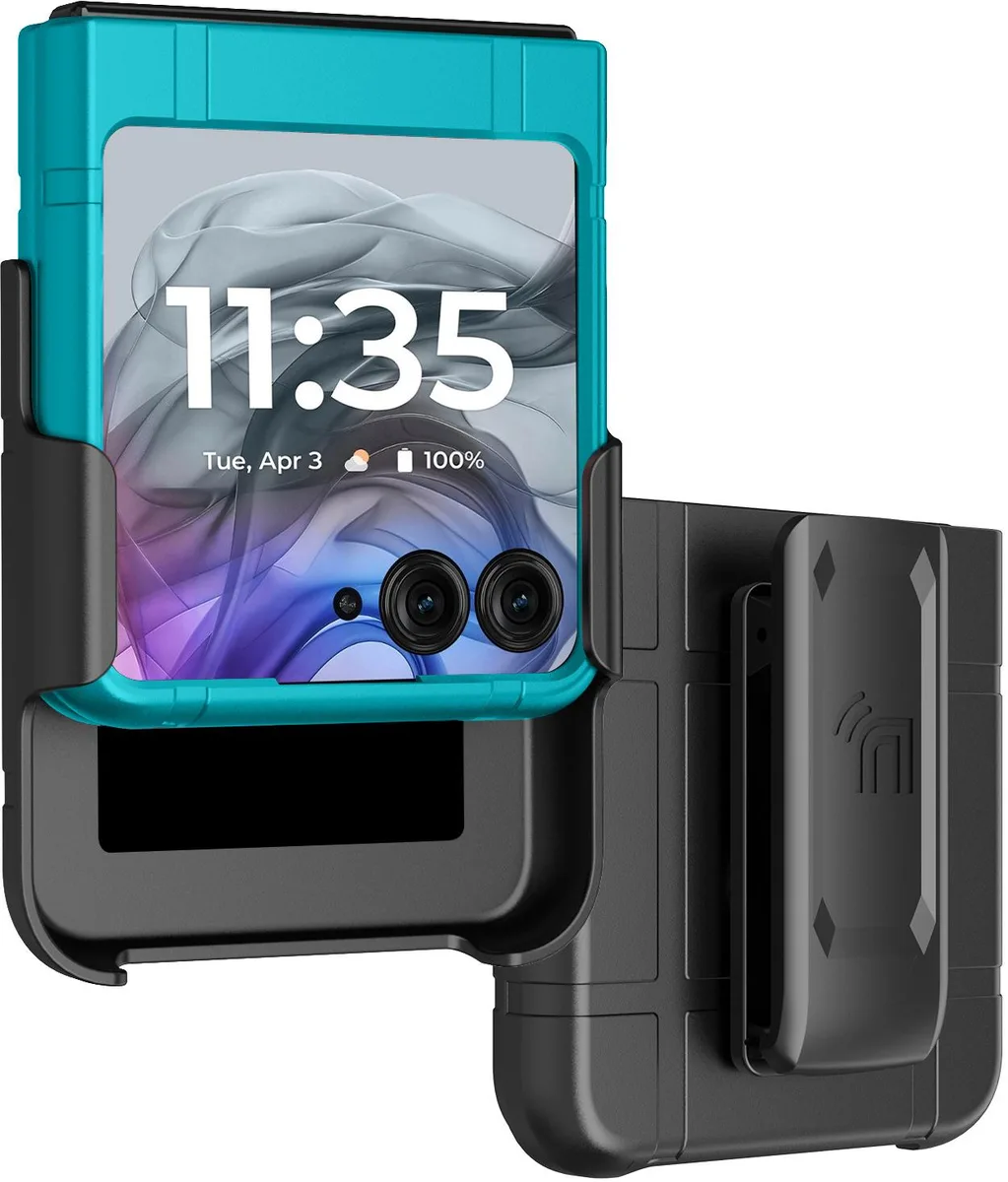 Nakedcellphone Nakedcellphone Hard Case &amp; Belt Clip Holster for Motorola RAZR 2024/2025/2026 Teal Mint — product photo