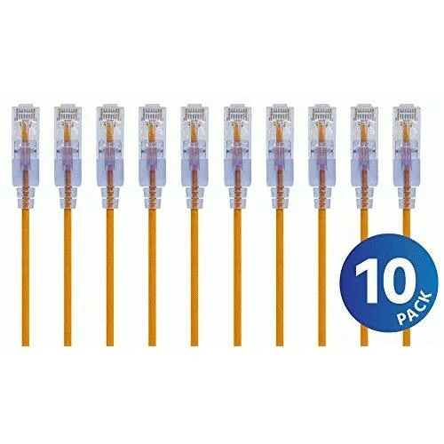 Monoprice Inc. Monoprice 116322 Cat6A SlimRun 3ft Yellow 10-pack 30AWG 550MHz — product photo