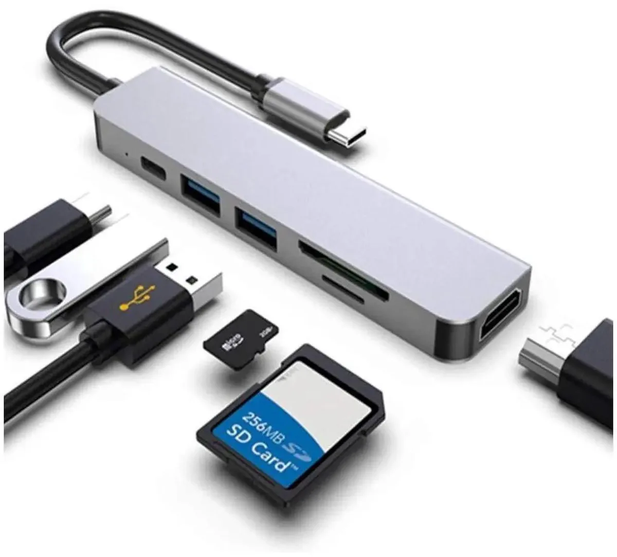 SMUGDESK SMUGDESK 6-in-1 USB C Hub with 4K HDMI, PD, 2 USB 3.0, SD &amp; TF — product photo