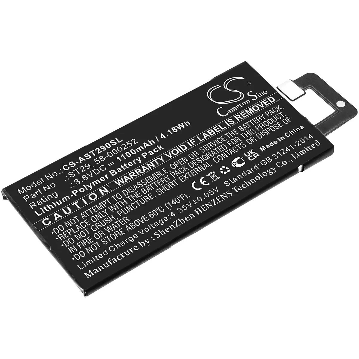 Cameron & Co Cameron & Co DS-CS-AST290SL 3.8V 1100mAh Li-Polymer e-book accessory — product photo