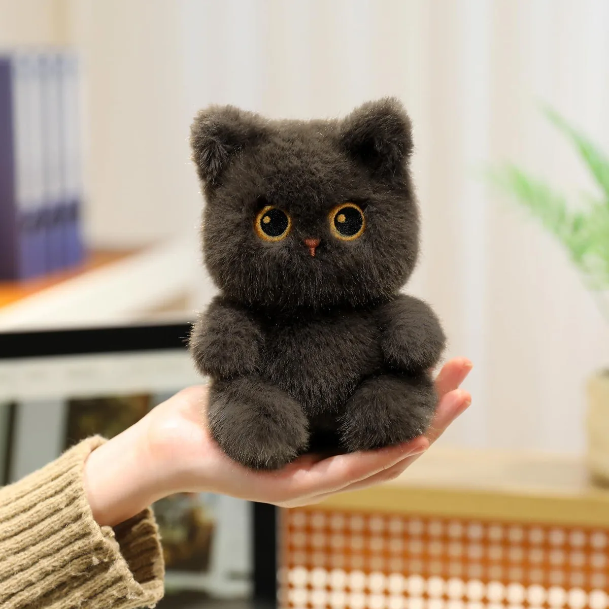 Palm-Sized Cat Stuffed Animal Grey 6 inch — product photo