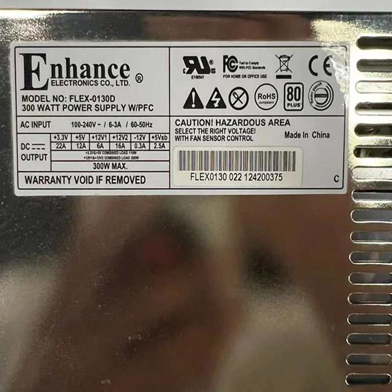 KHACHIMO FLEX-0130D 300W ATX power supply, matte black metal enclosure with rear fan grille