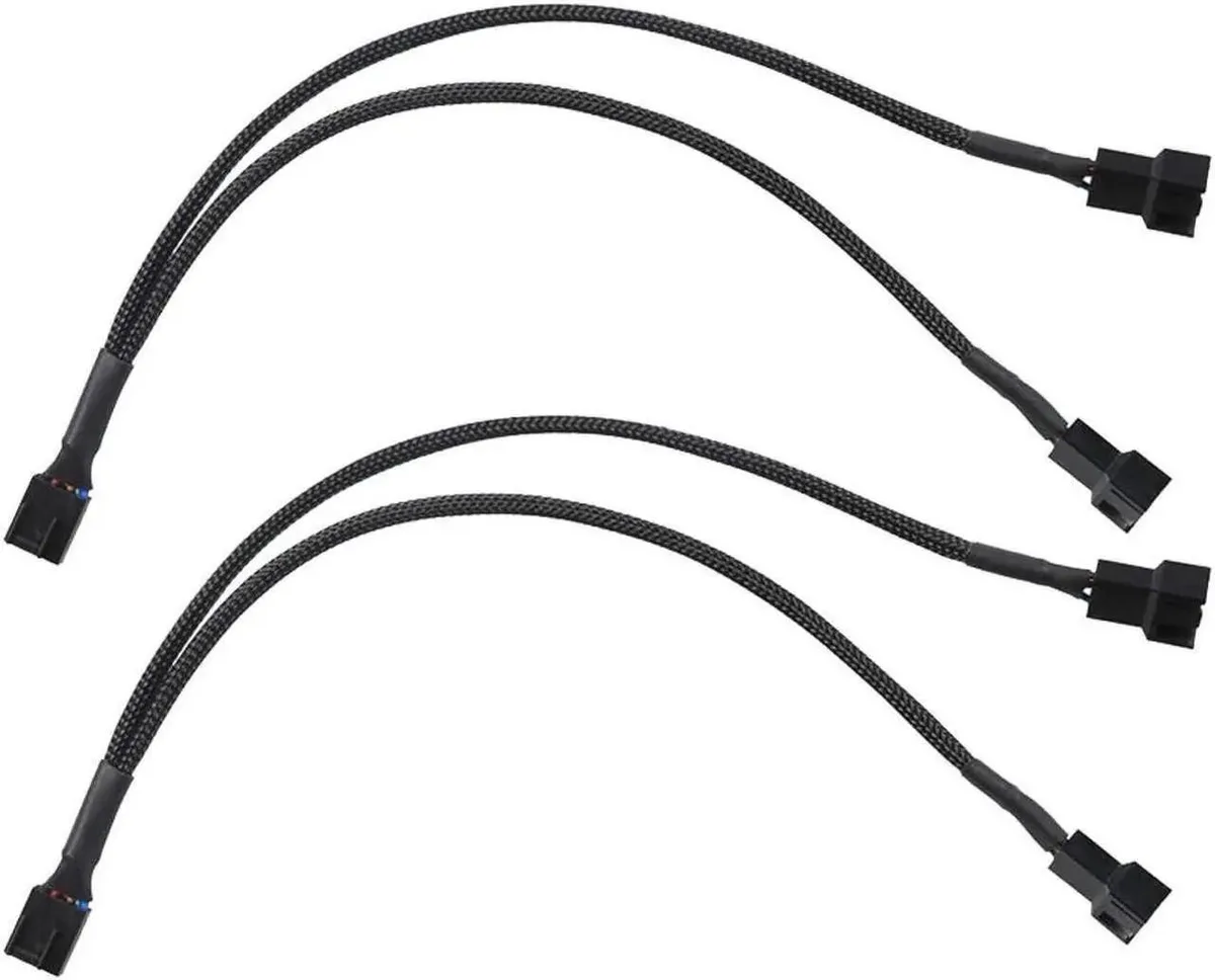 Vszerda Vszerda PWM Fan Splitter Cable 1 to 2 Black Sleeved 2 Way 10 Inch 2 Pack internal power cable — product photo