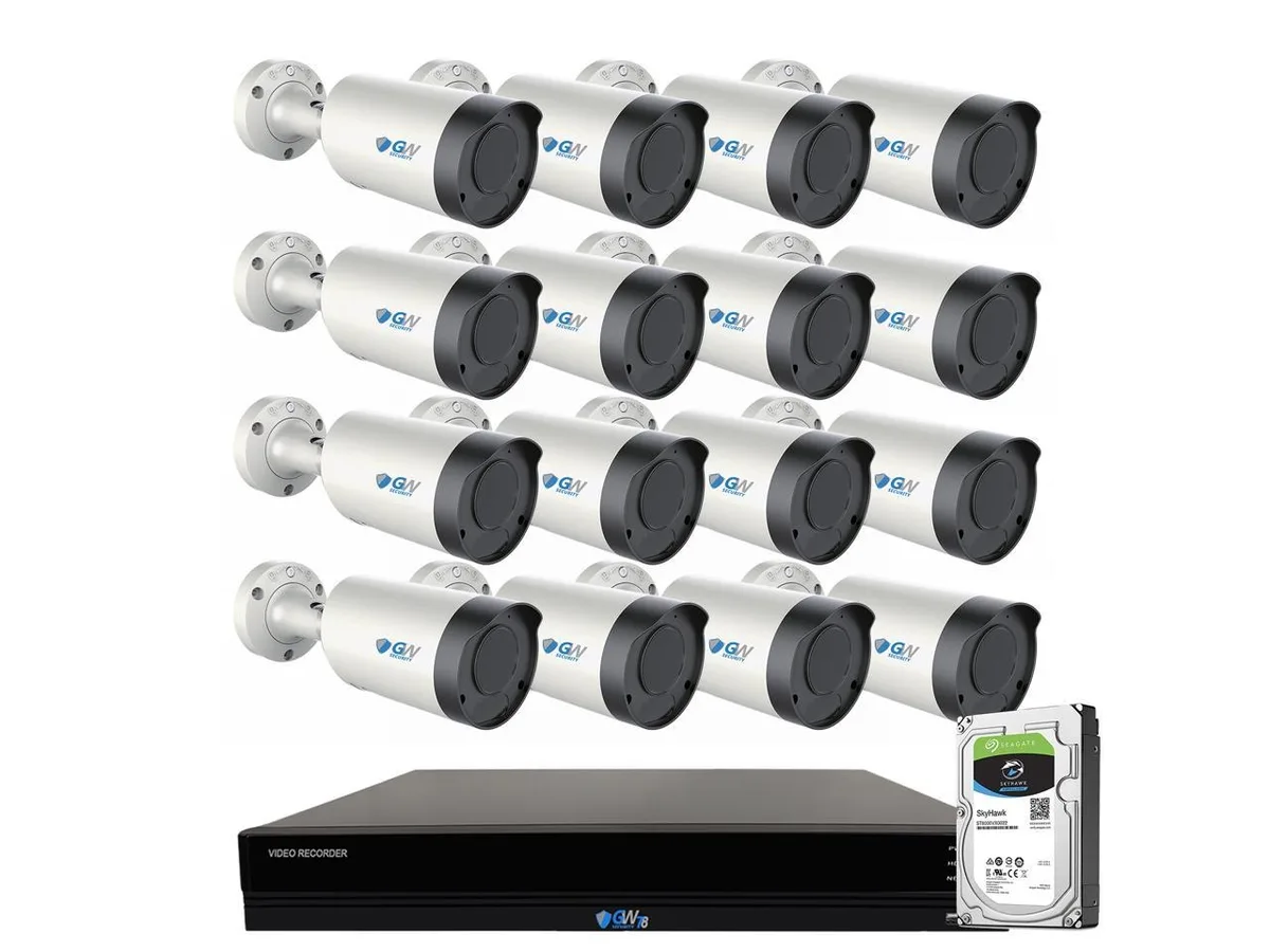 GW Security Inc. GW Security Inc. GW7816NP 16 Channel 4K NVR Kit 4TB HDD 16 x 8MP Varifocal Bullet Cameras — product photo