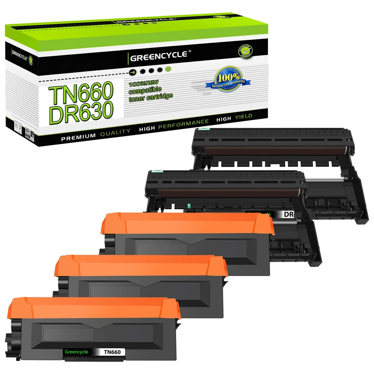 GREENCYCLE GREENCYCLE TN660 DR630 Toner Cartridge and Drum Unit Set 3 Toner 2 Drum — product photo