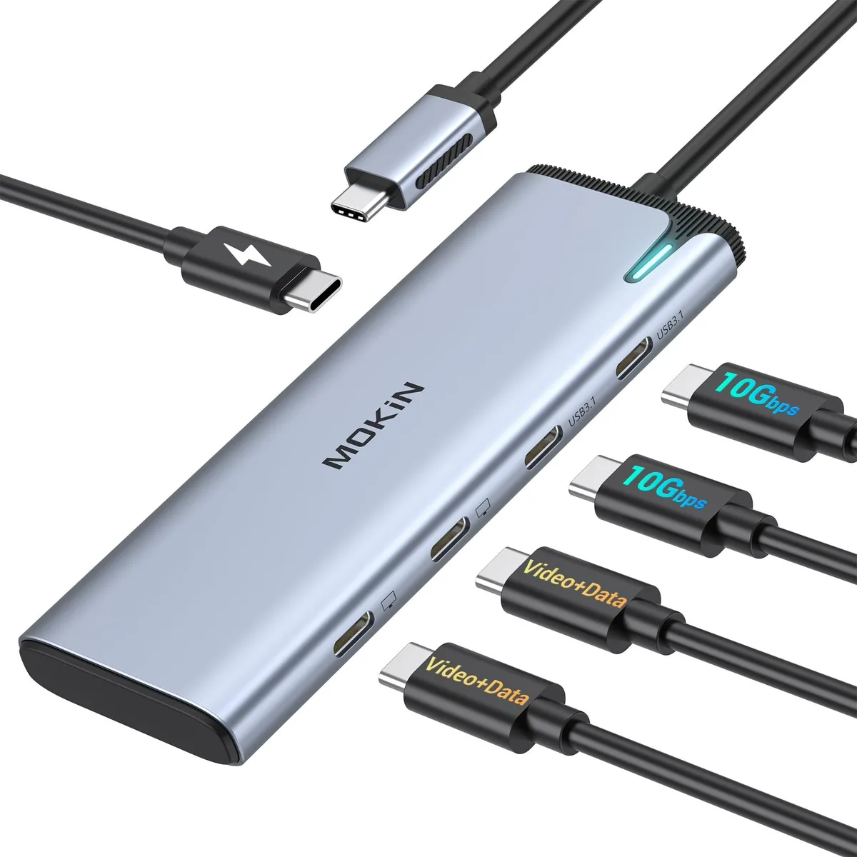  MOKiN UC6101B USB-C to VGA adapter white 10Gbps 100W PD — product photo