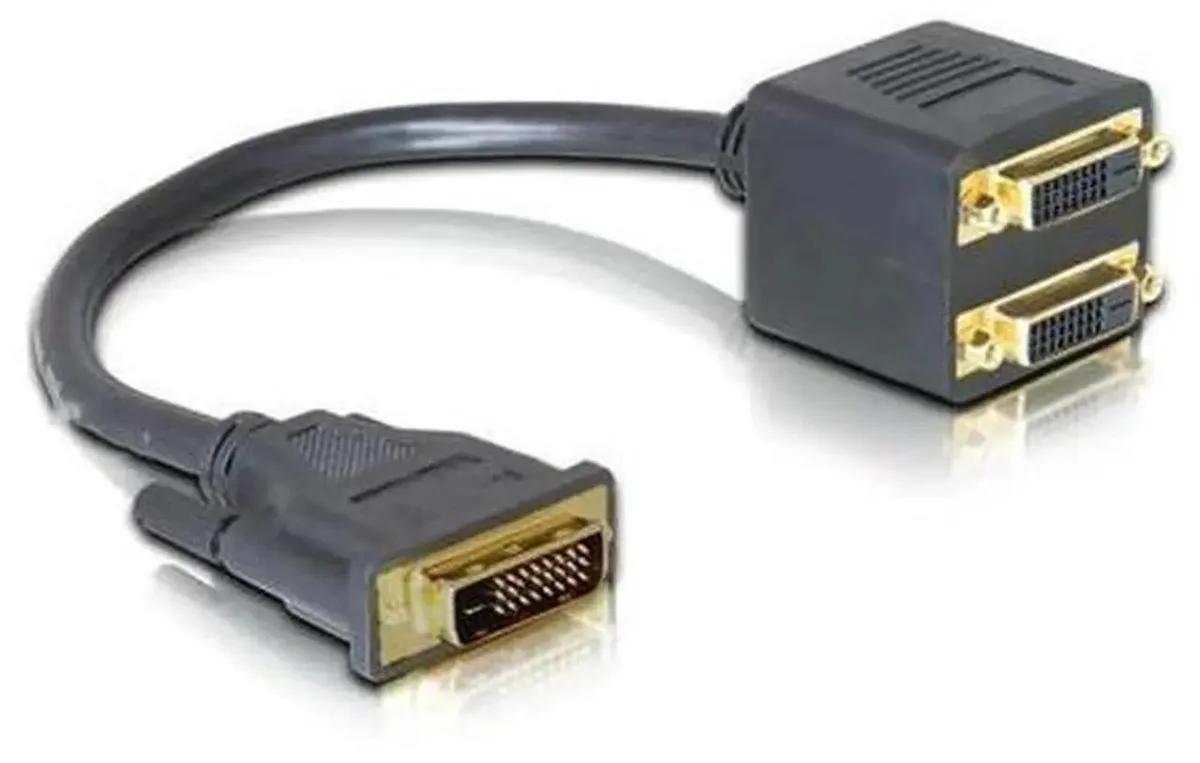 SMUGDESK SMUGDESK DVI Male to 2 DVI Female Splitter Y Cable Black — product photo