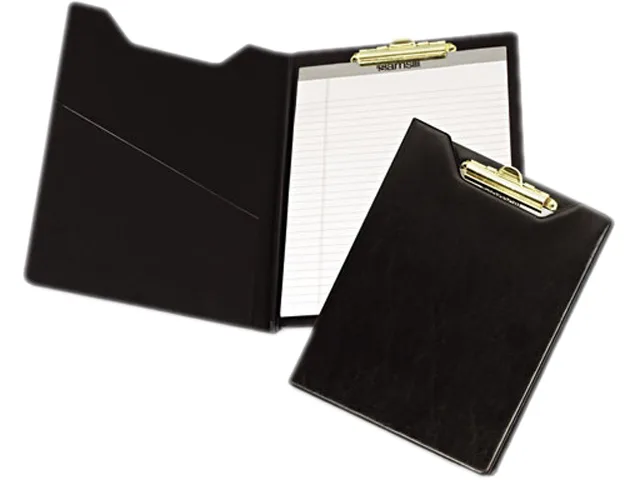 Samsill Samsill Padfolio Heavyweight Sealed Vinyl Brass Clip Black — product photo