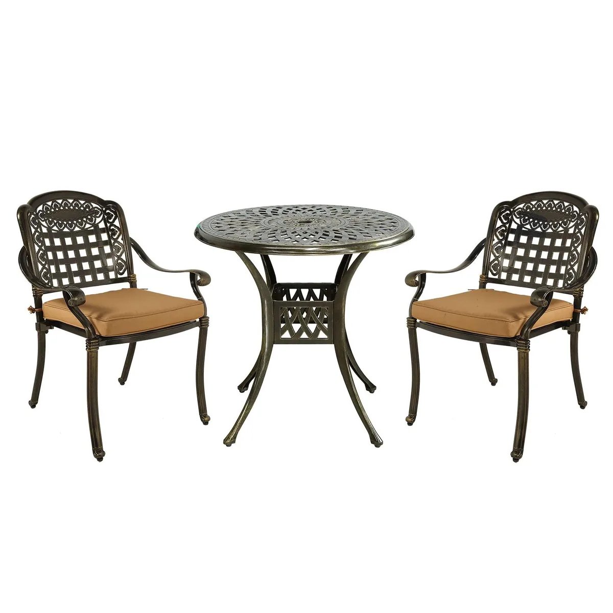 MEETWARM MEETWARM 3-Piece Patio Bistro Set 31" Table 2 Chairs Cushions — product photo