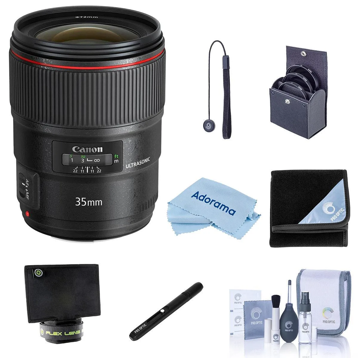 Canon Canon EF 35mm f/1.4L II USM Bundle 72mm Filter Kit Shade Cleaner camera lens — product photo