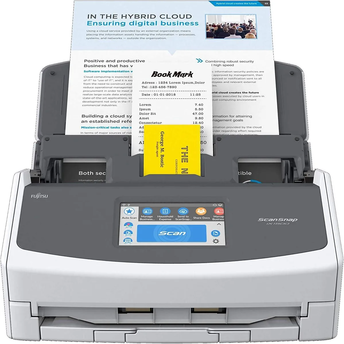 White document scanner with 4.3 inch touch screen