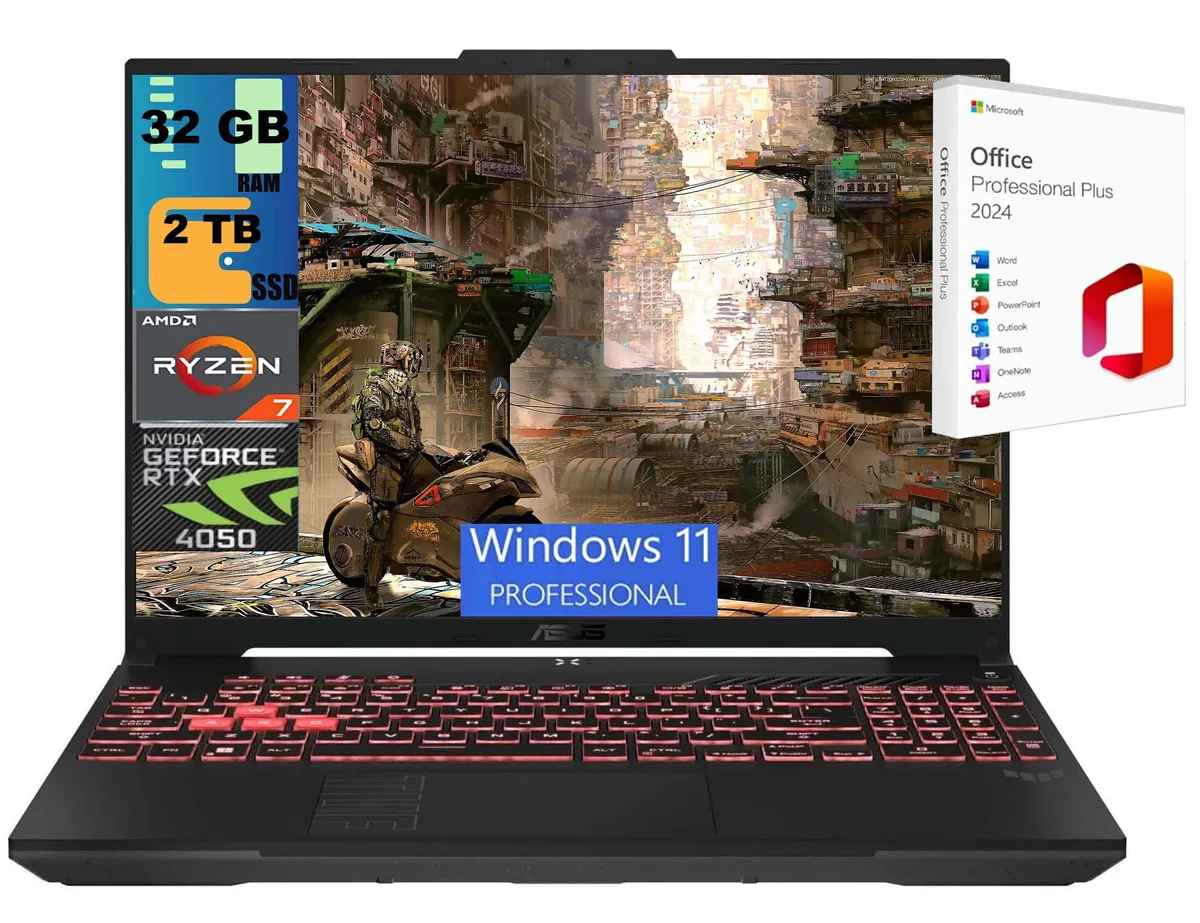 ASUS ASUS TUF A16 gaming laptop 16" FHD+ 144Hz Ryzen 7 7445HS RTX 4050 32GB 2TB — product photo