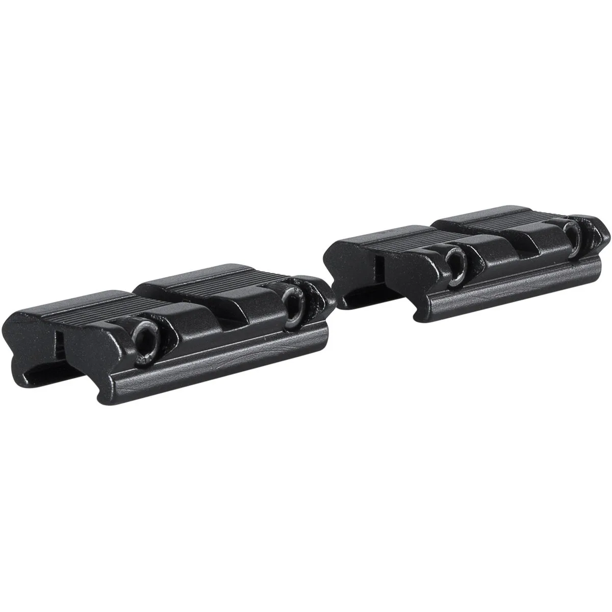 Two-piece matte-black metal riser blocks with dovetail and Weaver slots